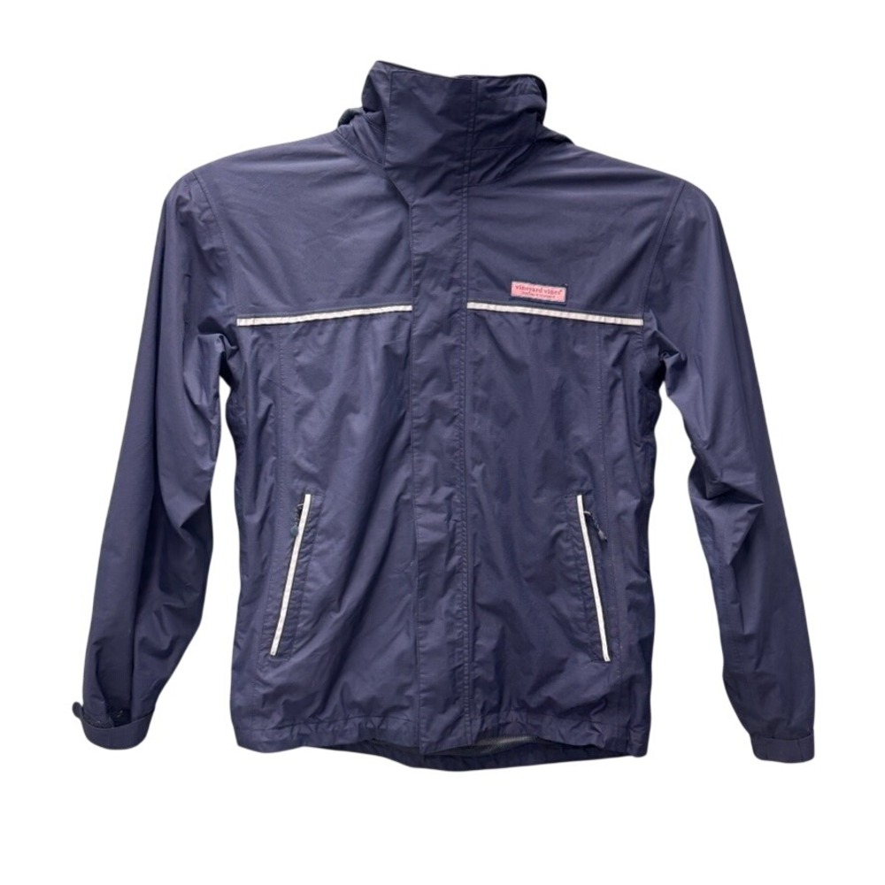 Vineyard Vines Mens Navy Blue Ripstop Nylon Rain Jacket Mesh Lined Small